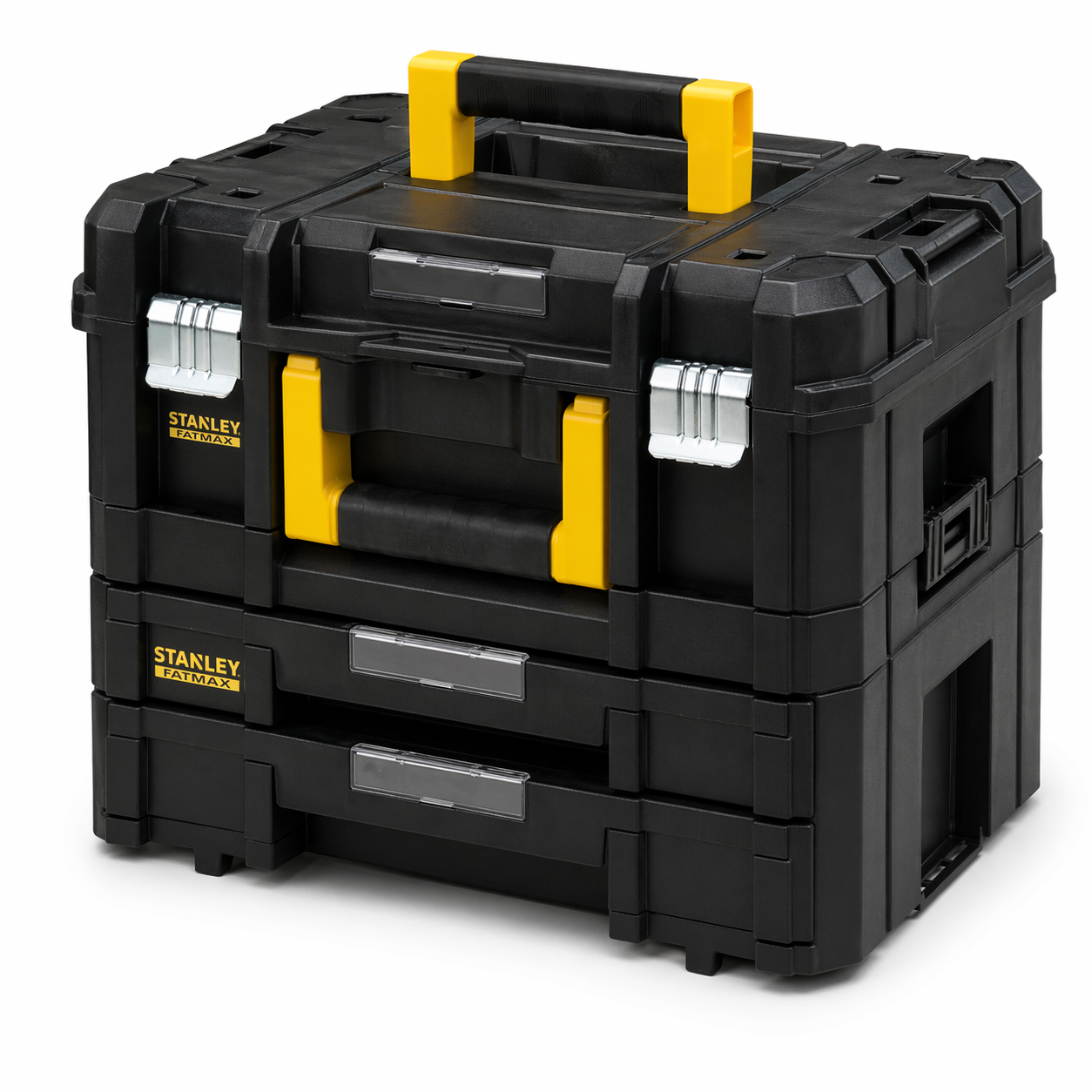 STANLEY FatMax Pro-Stack Werkzeugkoffer Werkzeugbox leer Werkzeugkasten - Werkzeugkiste (21,5L Fassungsvermögen, mit 2 Schubladen und Organizern für Kleinteile, mit Metallschließen) FMST1-71981
