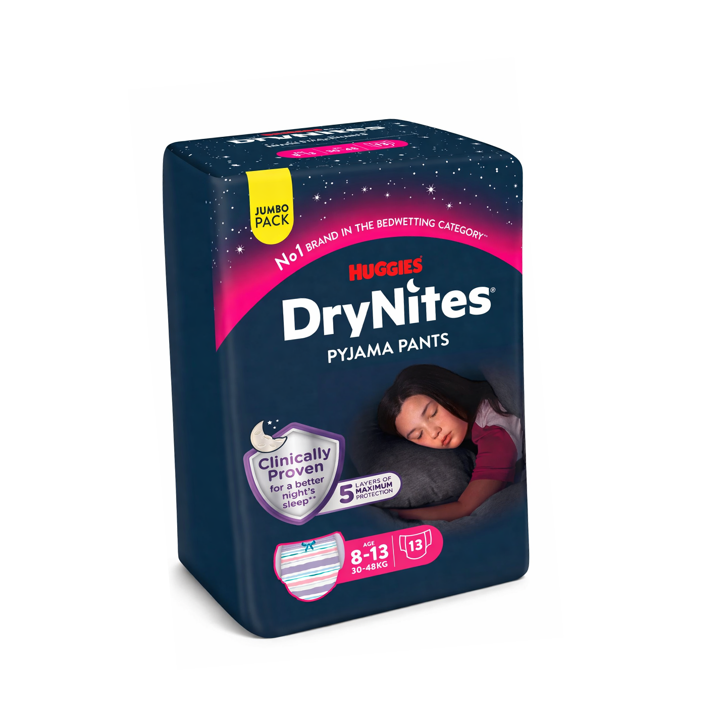 Huggies DryNites Windeln Windelhosen Mädchen 8-13J 30-48kg Jumbo Monatspack 52St