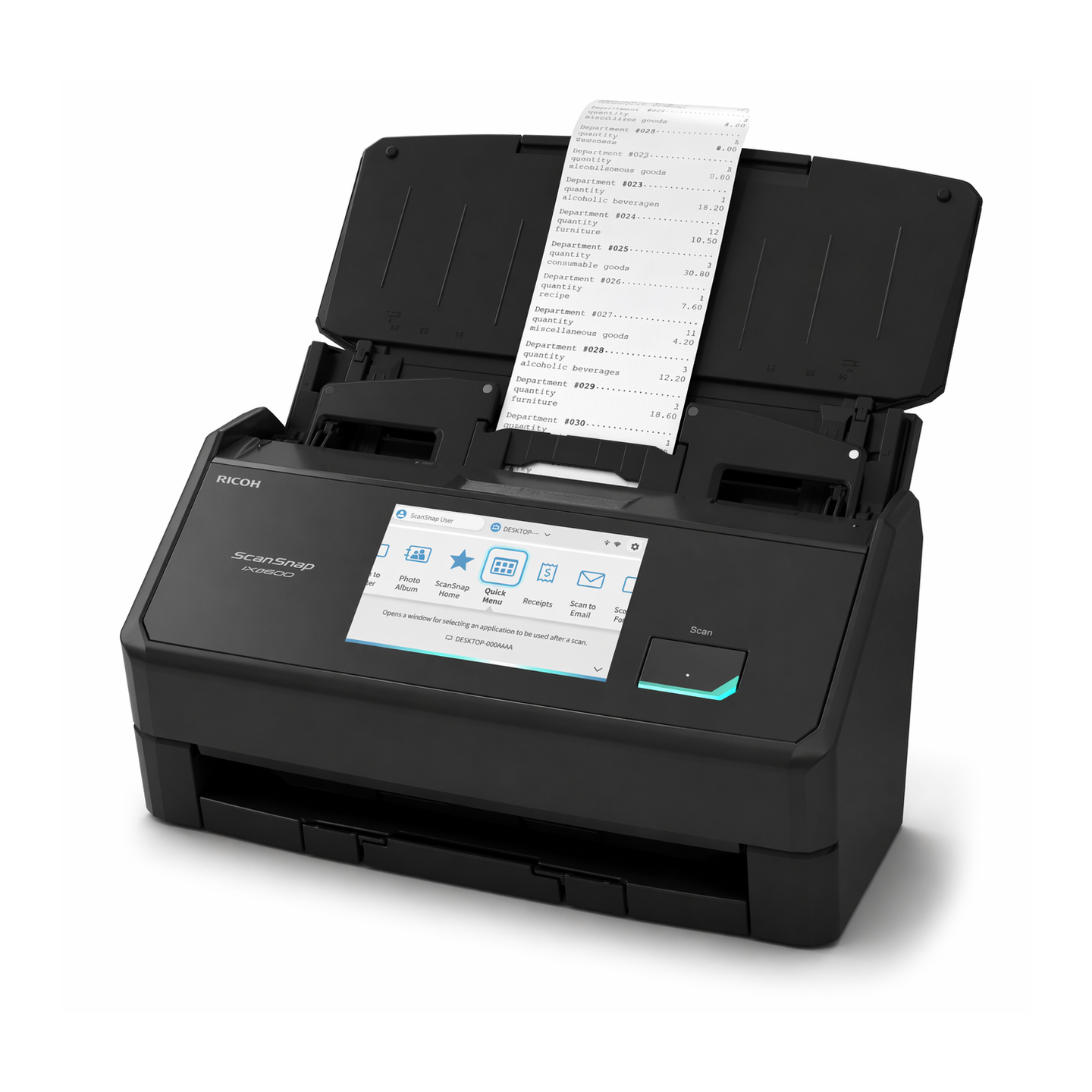 ScanSnap iX2500 Schwarz Dokumentenscanner – Ultraschneller Duplex-Scanner mit 45 S./Min., 100-Blatt-ADF, 600 DPI, 5″ Touchscreen, WLAN/Bluetooth/USB-Konnektivität