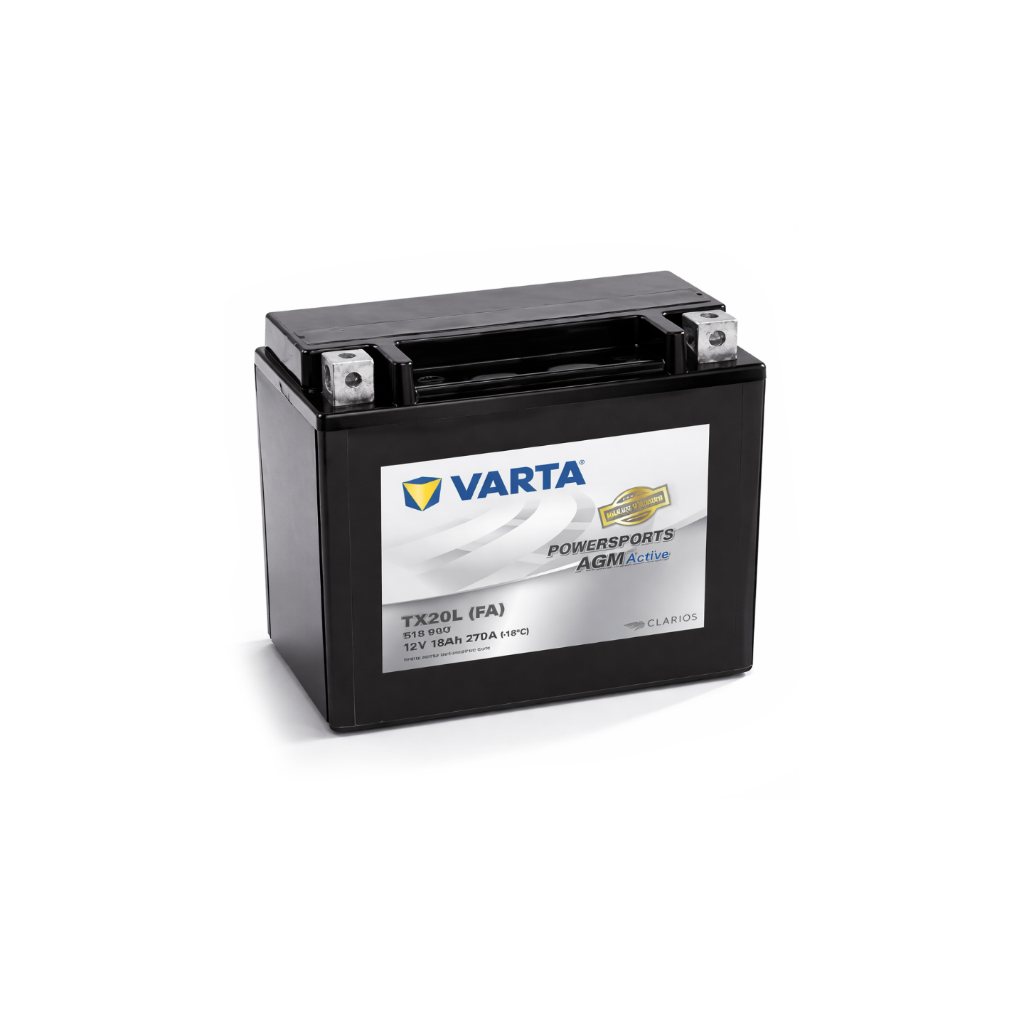 VARTA Motorradbatterie 18 Ah / 270 A Powersports Active AGM - lange Lebensdauer, vorgeladen, wartungsfrei, geeignet für Motorräder, Motorroller, Quads, Jetskis und Schneemobile, schwarz