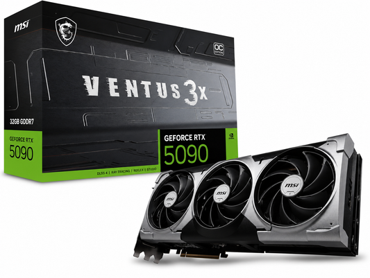 MSI GeForce RTX 5090 Ventus 3X OC 32GB GDDR7 (28Gbps/512-bit), PCIe 5X 8, Boost: 2437 MHz, HDMI 2.1b, DisplayPort 2.1b