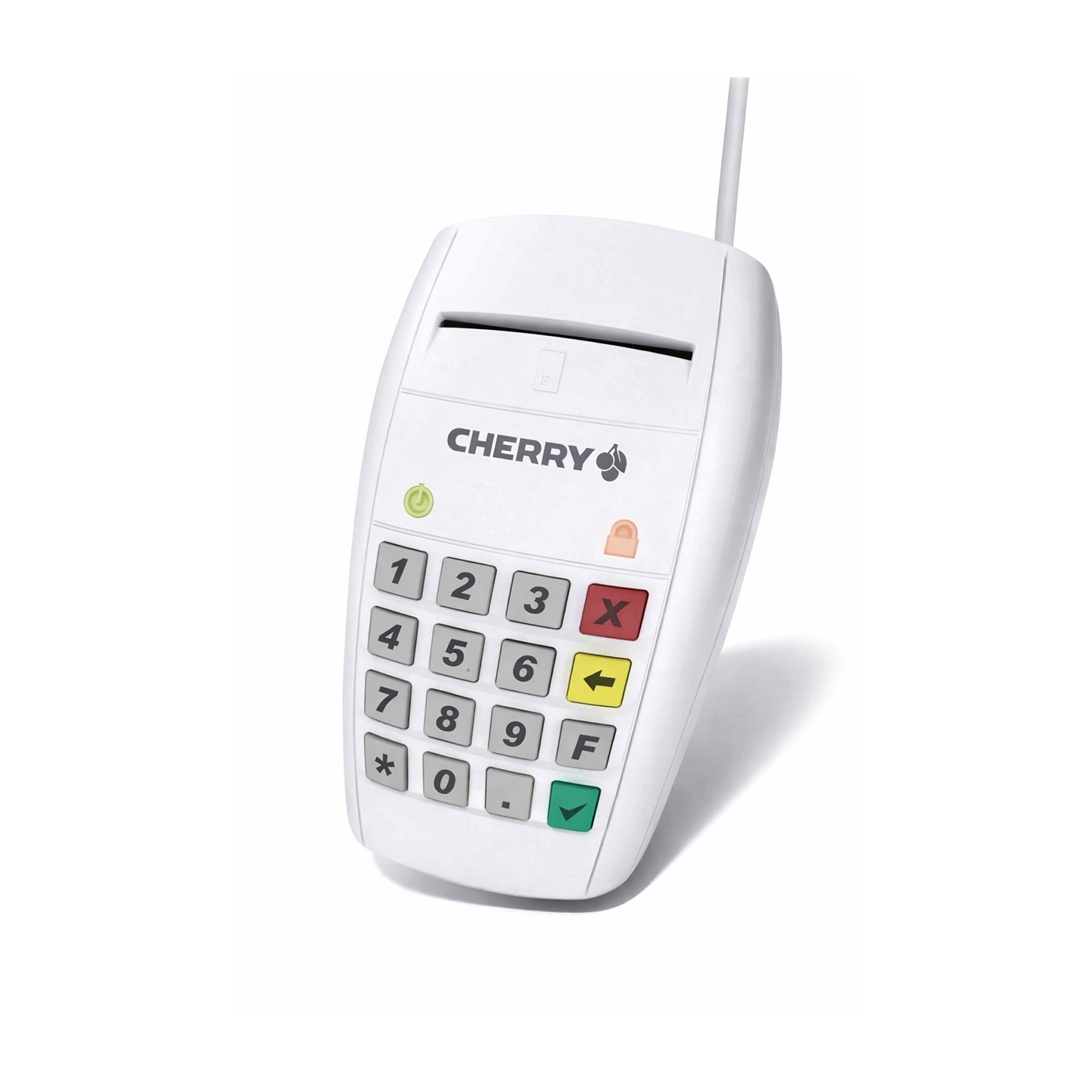 CHERRY Smart Terminal ST-2100, Chipkartenleser für KVK, eGK & Elektronische Signaturen, Homebanking, USB-Smartcard Leser, Einhändige Bedienung, 16 Tasten, Weiß