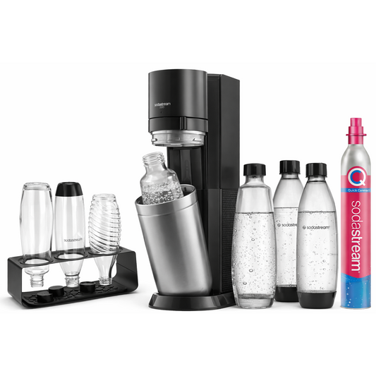 SodaStream Wassersprudler DUO Comfort-Set mit Quick-Connect CO2-Zylinder| inkl. 2x 1L Glasflasche, 2x 1L FUSE Kunststoffflasche