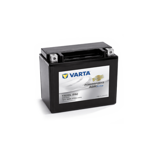 VARTA Motorradbatterie 18 Ah / 270 A Powersports Active AGM - lange Lebensdauer, vorgeladen, wartungsfrei, geeignet für Motorräder, Motorroller, Quads, Jetskis und Schneemobile, schwarz