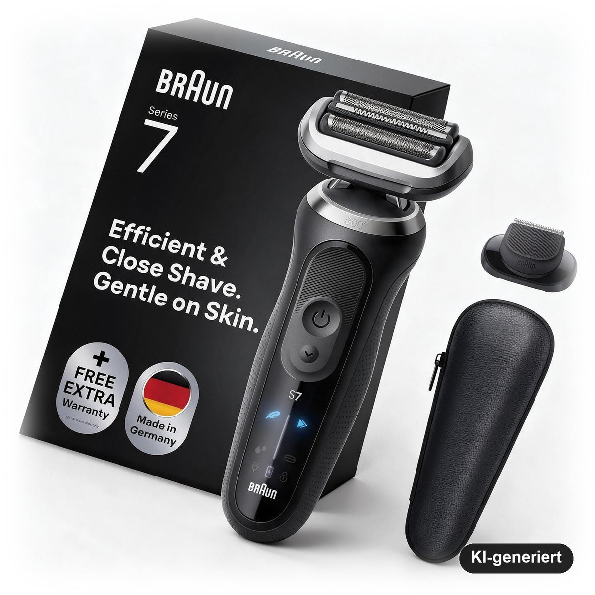 Braun Series 7 Elektrorasierer Herren mit Präzisionstrimmer-Aufsatz, Wet & Dry, 60 Min. Akku, Schwarz