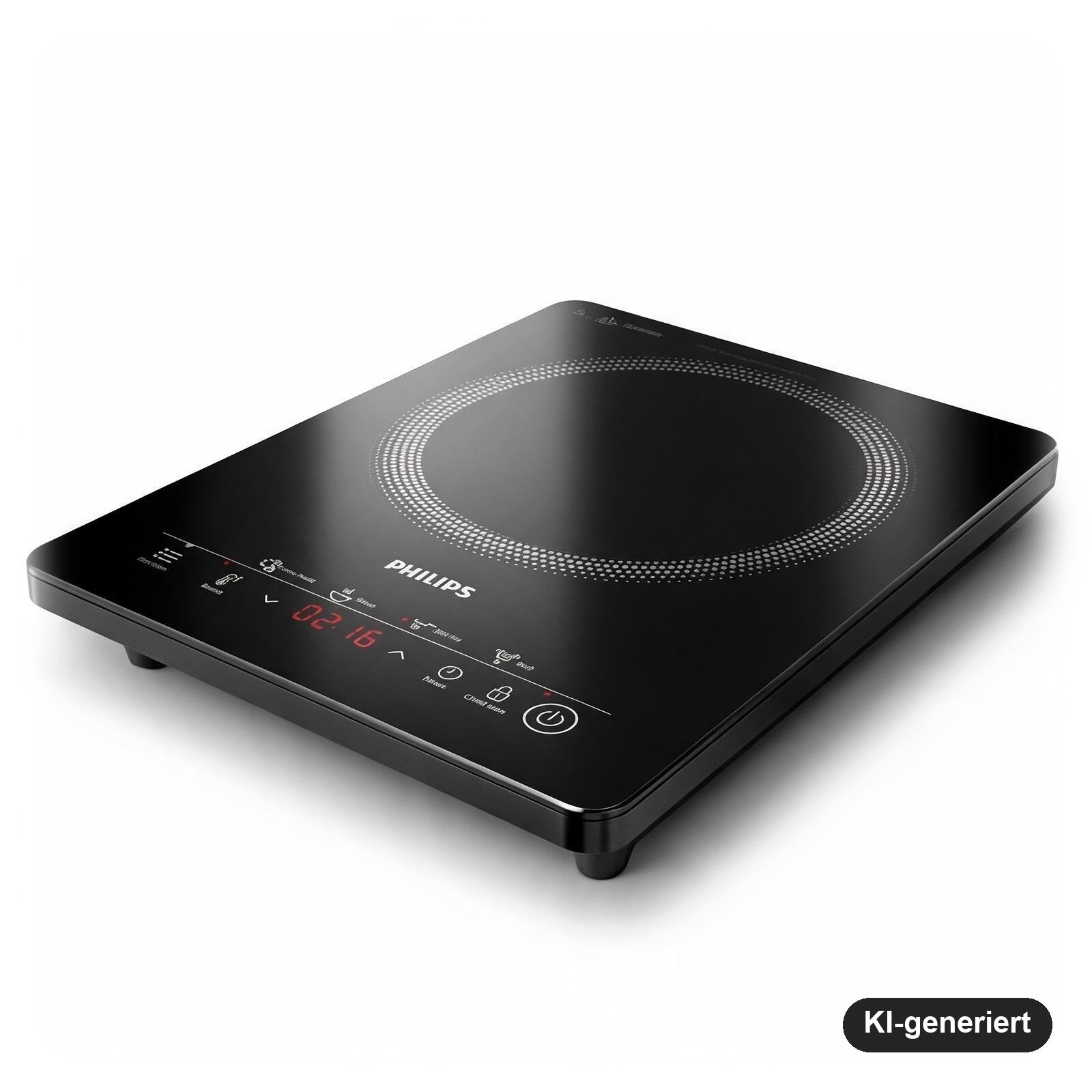 Philips Induktionskochfeld 3000 Serie tragbar mit 2000 W, 8 Heizstufen und 4 Kochprogrammen, Schwarz