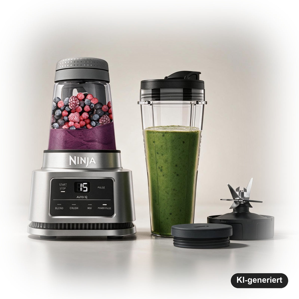 Ninja Foodi 2-in-1 Power Nutri Mixer mit Smart Torque & Auto-iQ, 1100 W, 700 ml Becher + 400 ml Schüssel, Silber