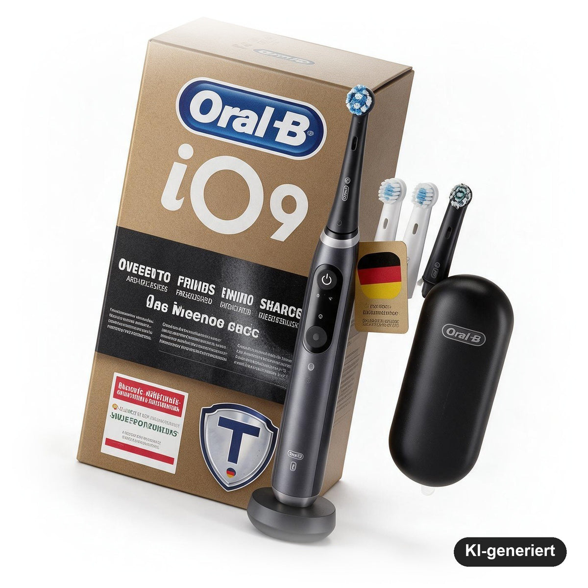 Oral-B iO Series 9 Elektrische Zahnbürste Doppelpack mit Lade-Reiseetui, Black Onyx/Rose Quartz