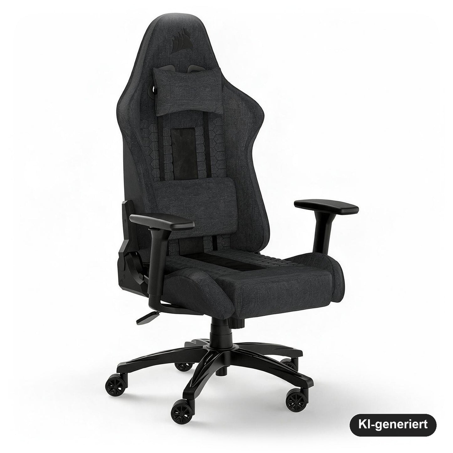 Corsair TC100 Relaxed Gaming-Stuhl mit Stoffbezug, Lendenkissen und Memory-Schaum-Nackenkissen, Grau/Schwarz