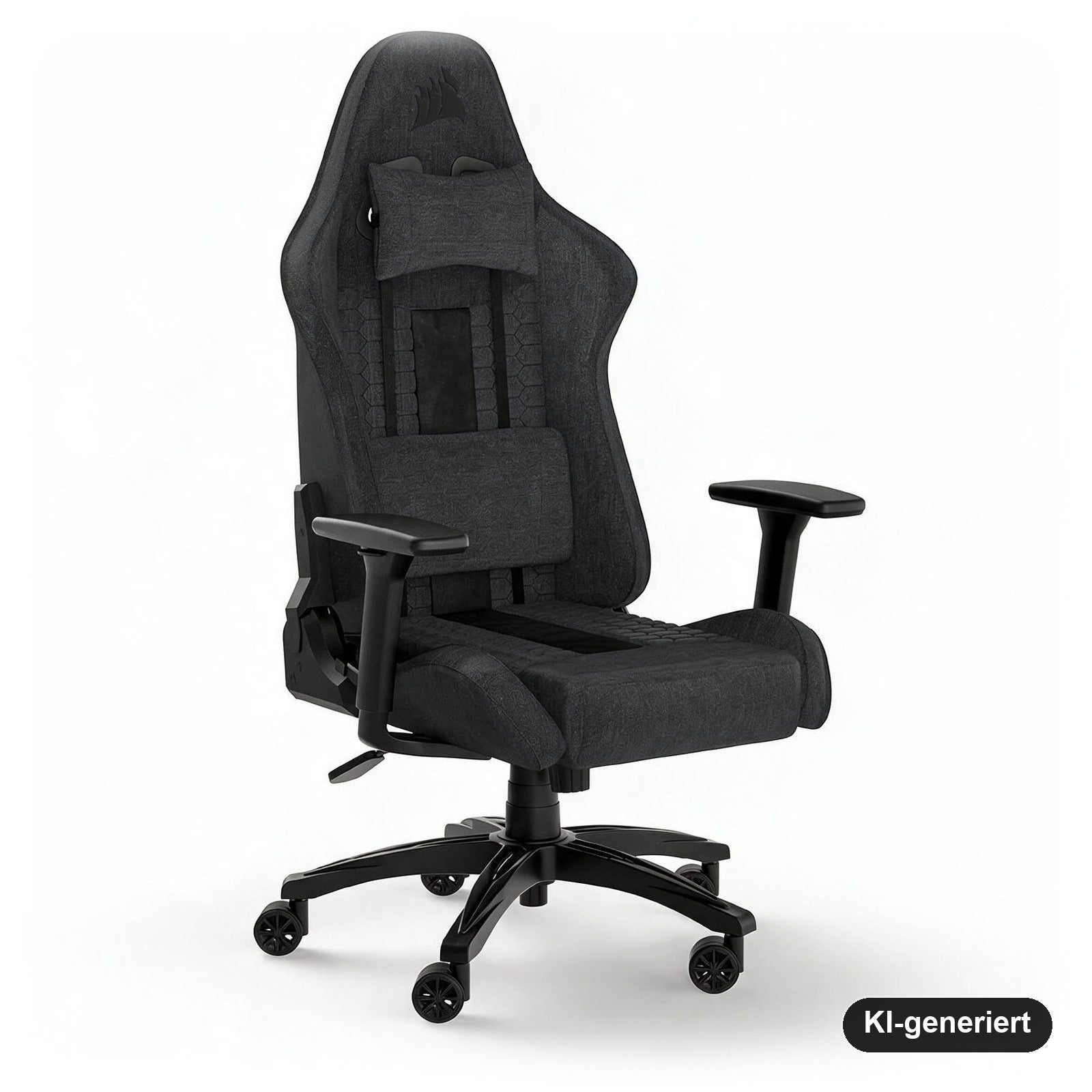 Corsair TC100 Relaxed Gaming-Stuhl mit Stoffbezug, Lendenkissen und Memory-Schaum-Nackenkissen, Grau/Schwarz