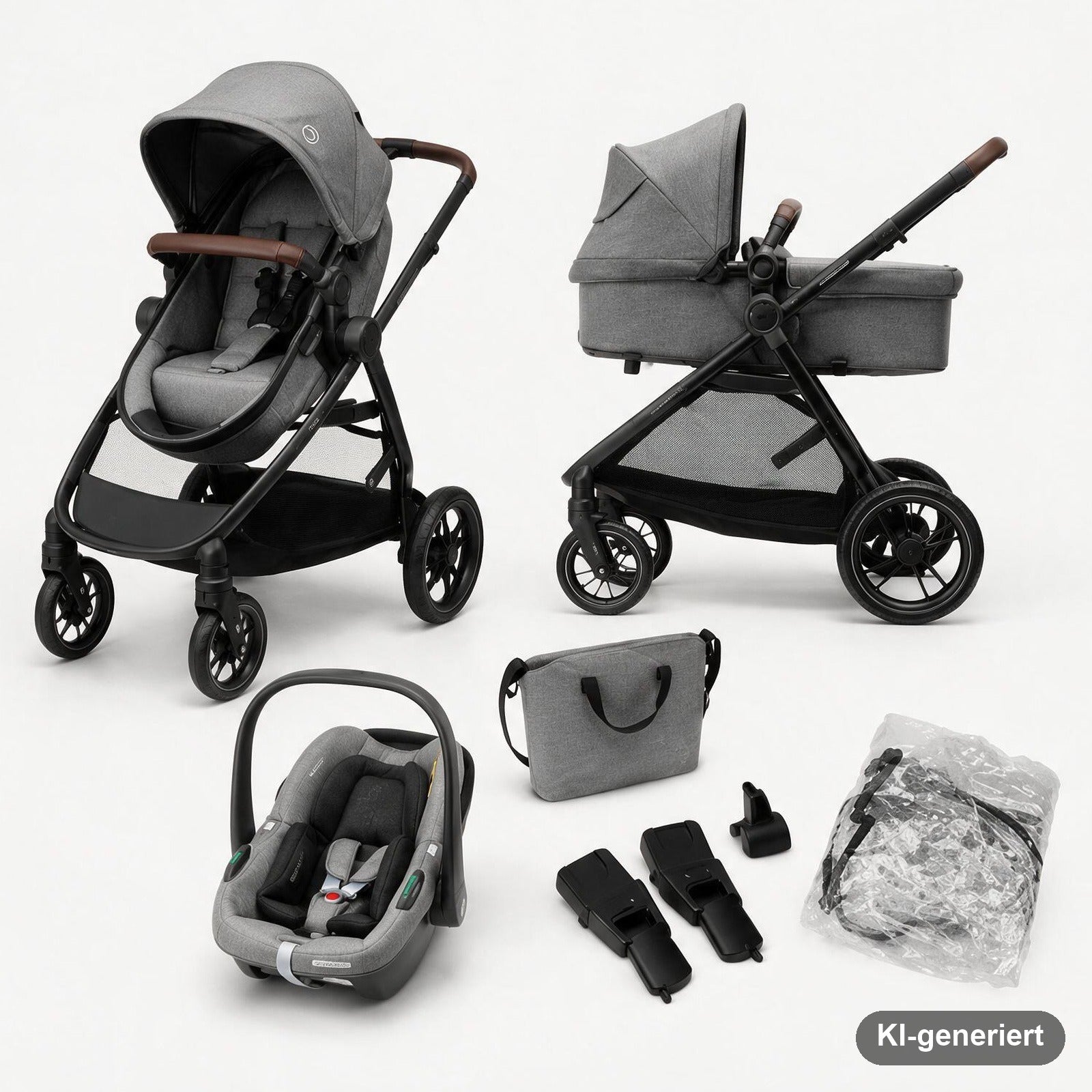 Maxi-Cosi Zelia S Trio Kinderwagen 3 in 1 Komplettset, 0-4 Jahre, bis 22 kg, Zusammenklappbar, Kompakt, Verstellbarer Ba