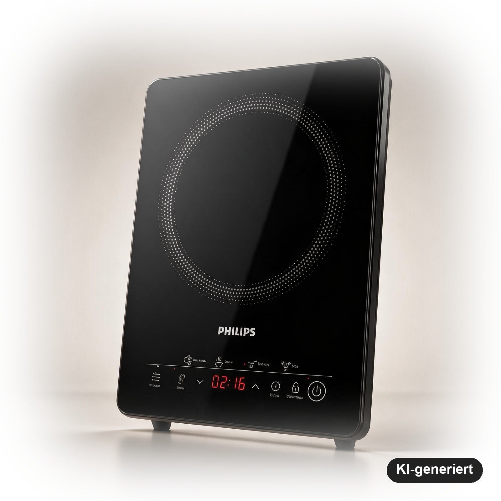 Philips Induktionskochfeld 3000 Serie tragbar mit 2000 W, 8 Heizstufen und 4 Kochprogrammen, Schwarz