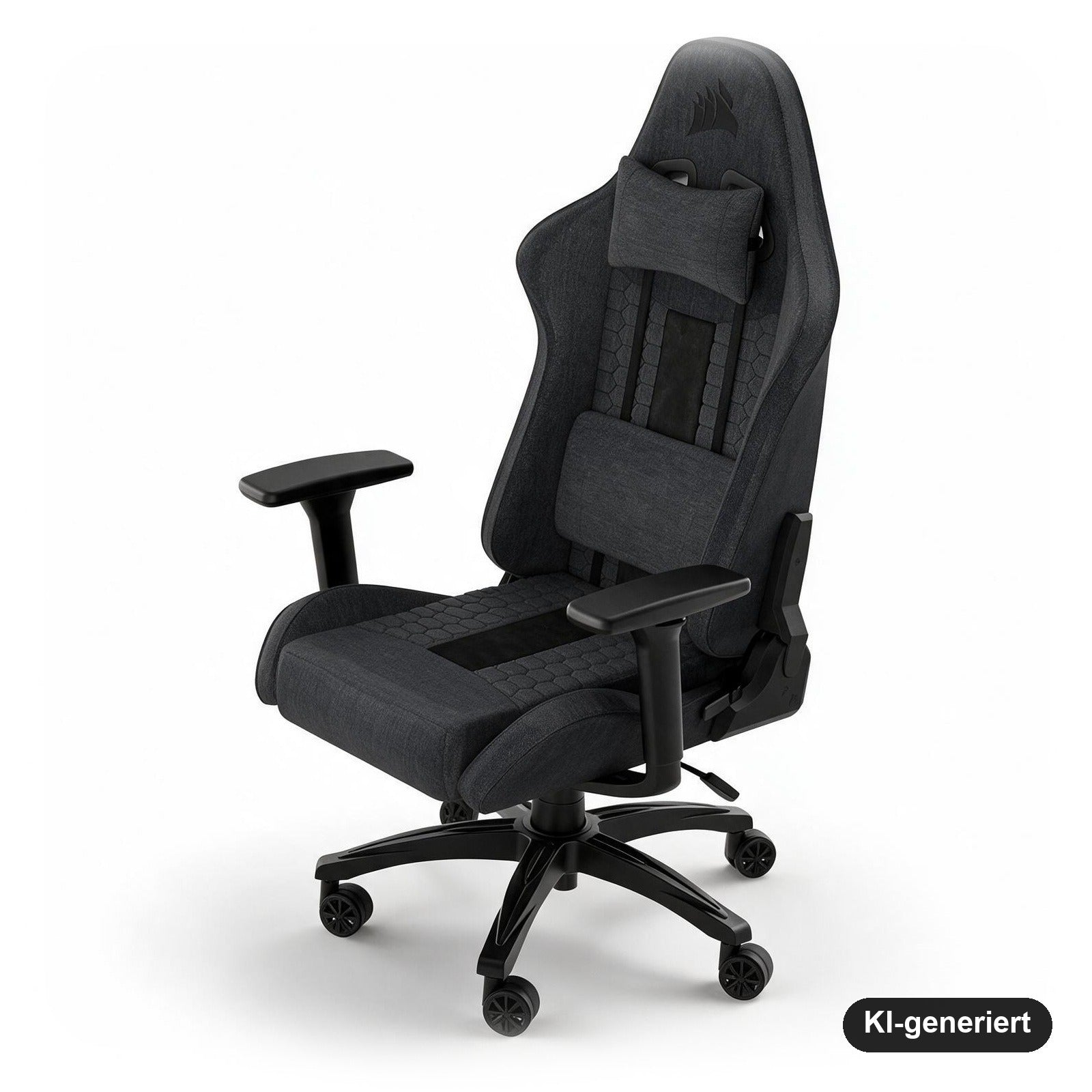 Corsair TC100 Relaxed Gaming-Stuhl mit Stoffbezug, Lendenkissen und Memory-Schaum-Nackenkissen, Grau/Schwarz