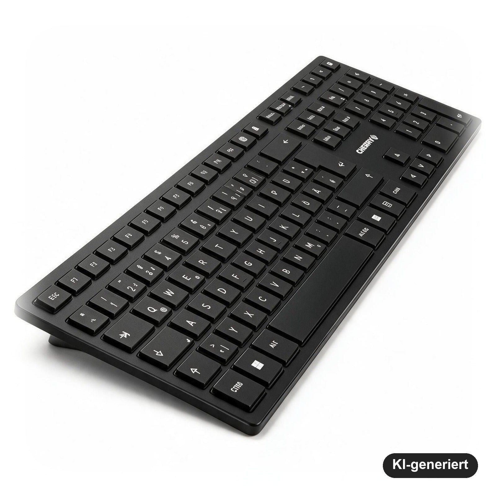 CHERRY KW 9100 SLIM Kabellose Tastatur QWERTZ Deutsch mit Bluetooth und 2,4-GHz-Funk, Schwarz/Silber