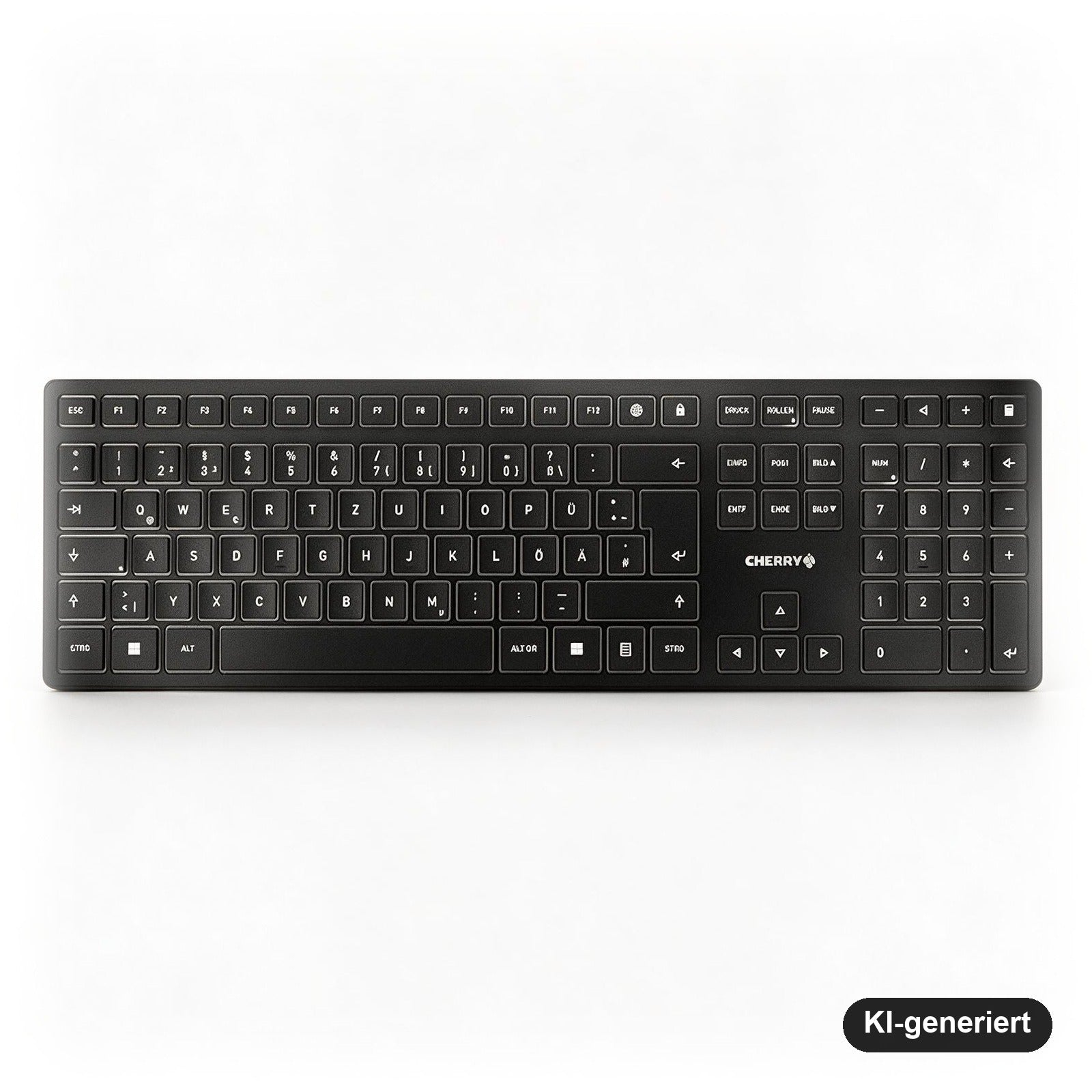 CHERRY KW 9100 SLIM Kabellose Tastatur QWERTZ Deutsch mit Bluetooth und 2,4-GHz-Funk, Schwarz/Silber