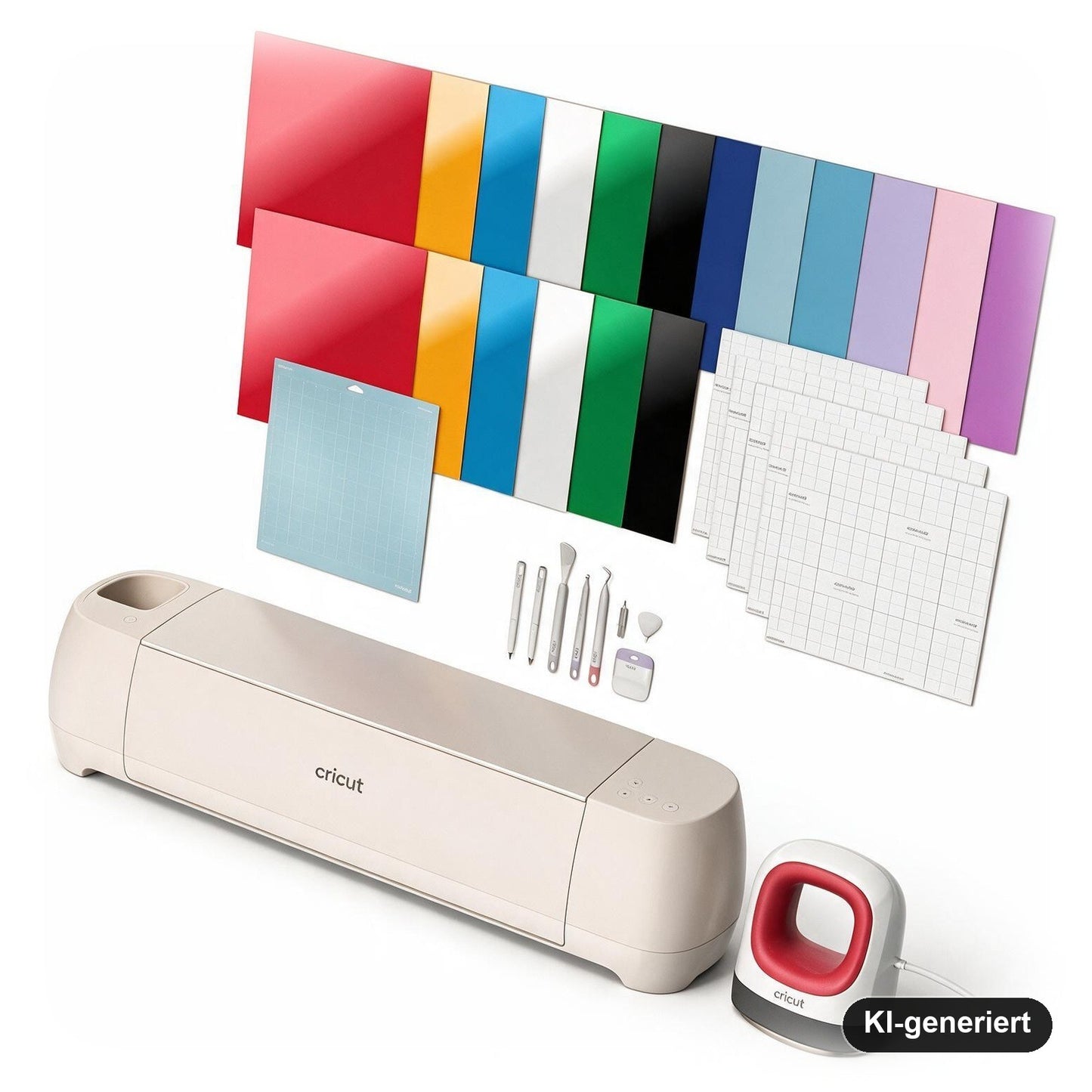 Cricut Explore 4 Schneideplotter Essentials Plus Bundle mit Materialien und EasyPress Mini, Weiß