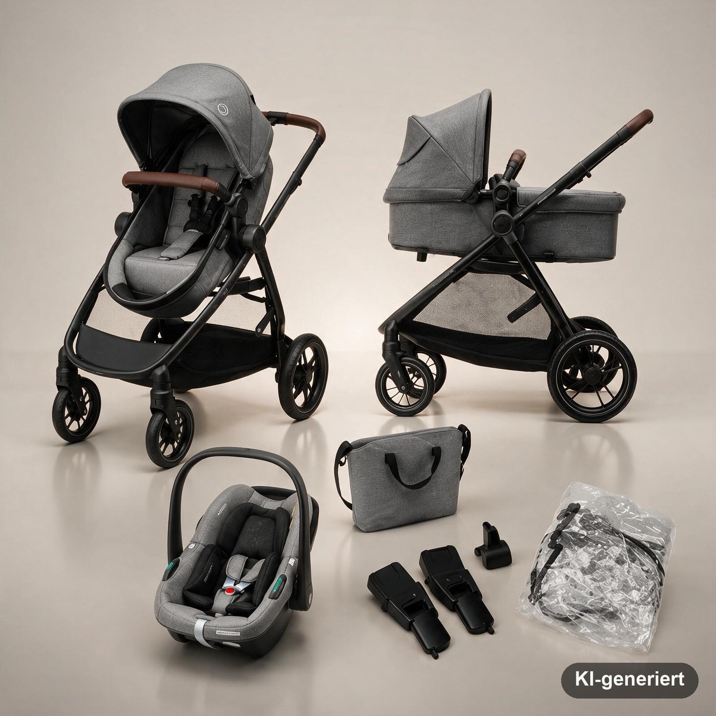 Maxi-Cosi Zelia S Trio Kinderwagen 3 in 1 Komplettset, 0-4 Jahre, bis 22 kg, Zusammenklappbar, Kompakt, Verstellbarer Ba
