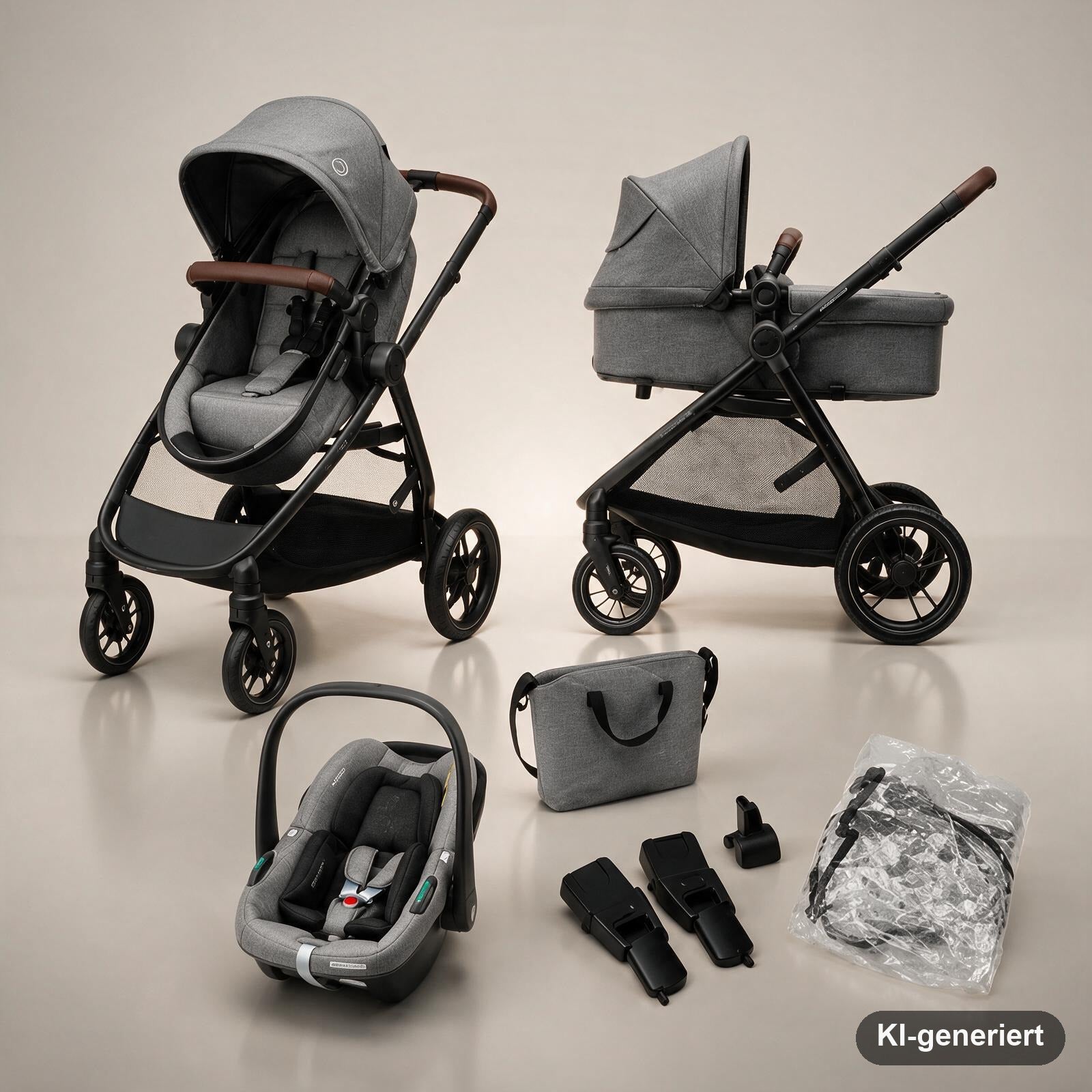 Maxi-Cosi Zelia S Trio Kinderwagen 3 in 1 Komplettset, 0-4 Jahre, bis 22 kg, Zusammenklappbar, Kompakt, Verstellbarer Ba