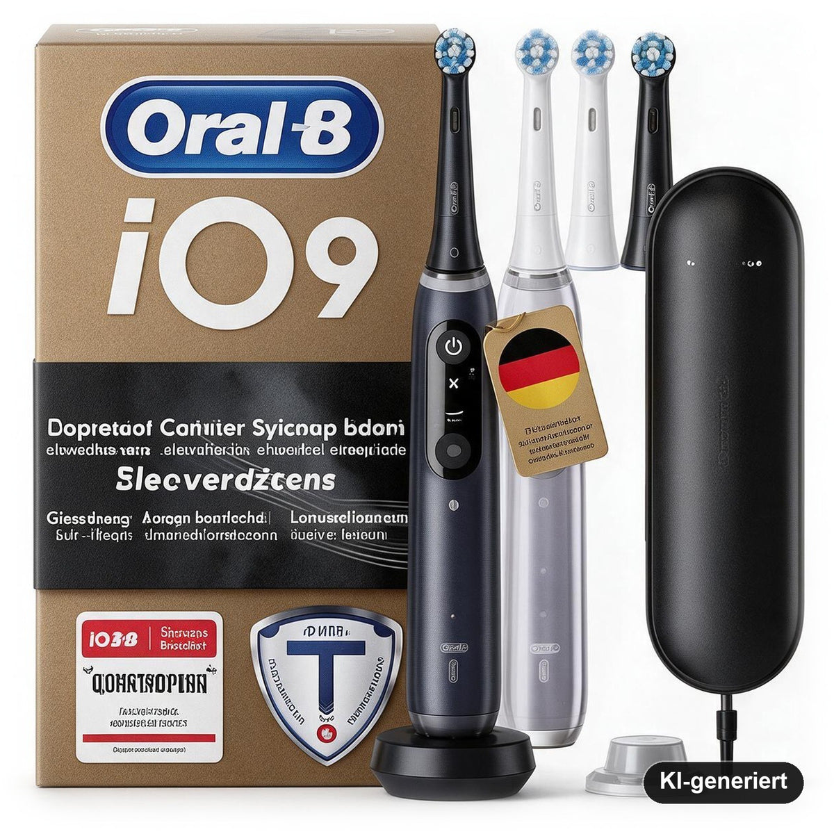 Oral-B iO Series 9 Elektrische Zahnbürste Doppelpack mit Lade-Reiseetui, Black Onyx/Rose Quartz