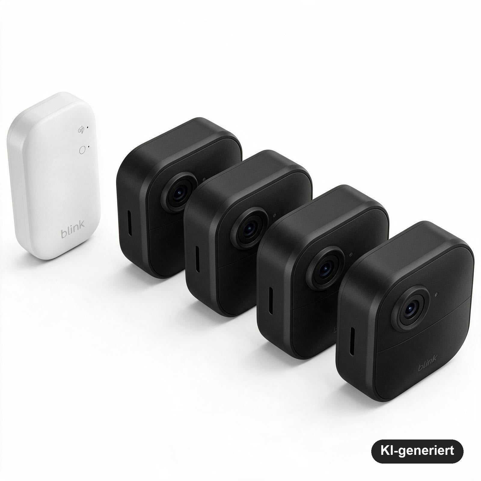 Blink Outdoor 4 Überwachungskamera-Set mit 4 Kameras und Sync Module Core, kabellos, Schwarz