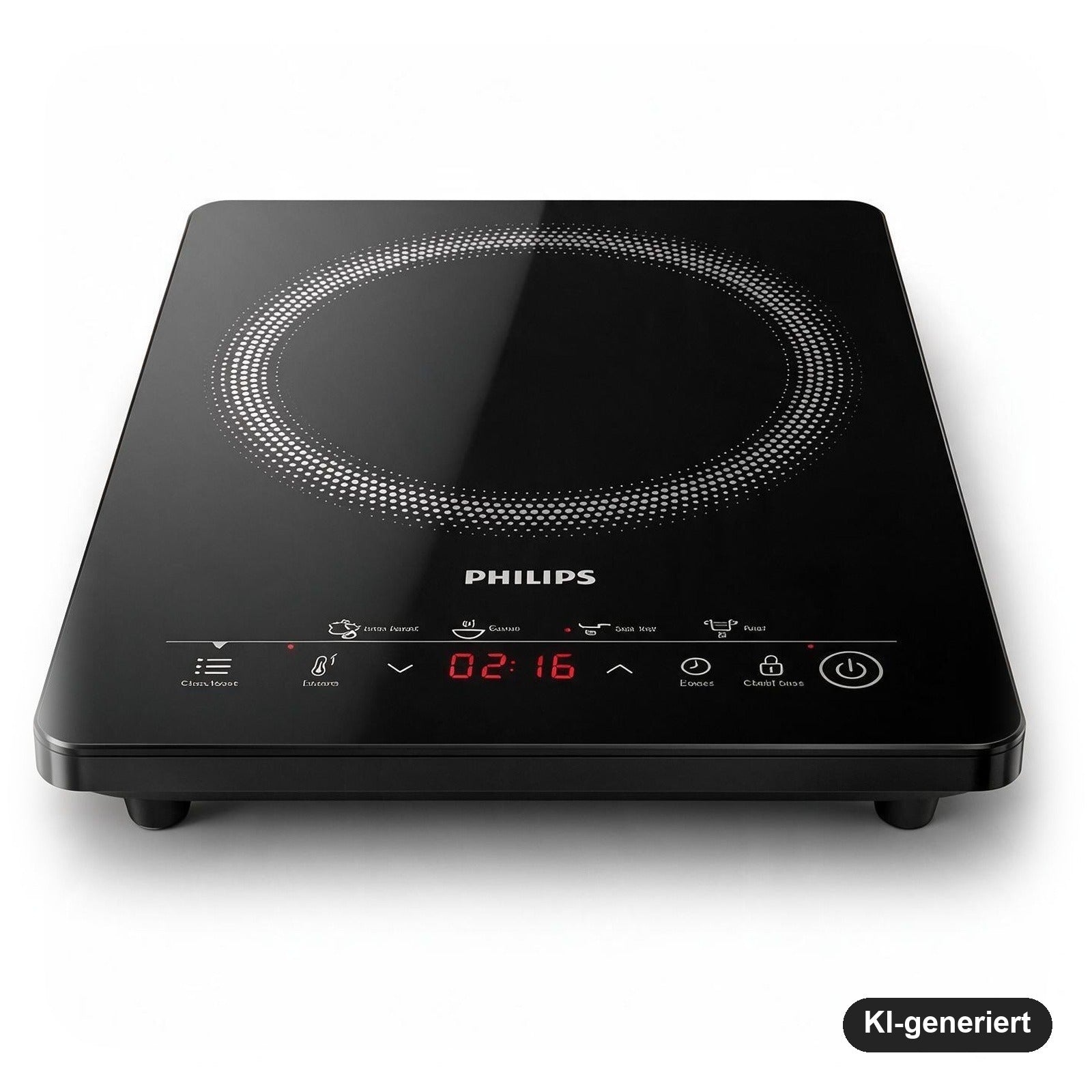 Philips Induktionskochfeld 3000 Serie tragbar mit 2000 W, 8 Heizstufen und 4 Kochprogrammen, Schwarz