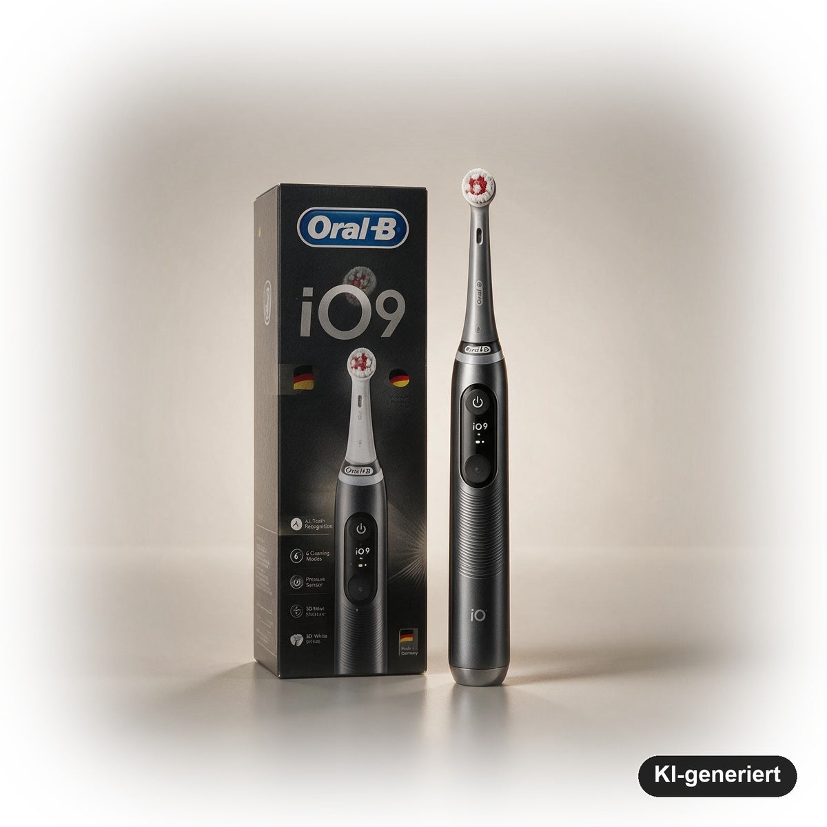 Oral-B iO Series 9 Elektrische Zahnbürste Doppelpack mit Lade-Reiseetui, Black Onyx/Rose Quartz