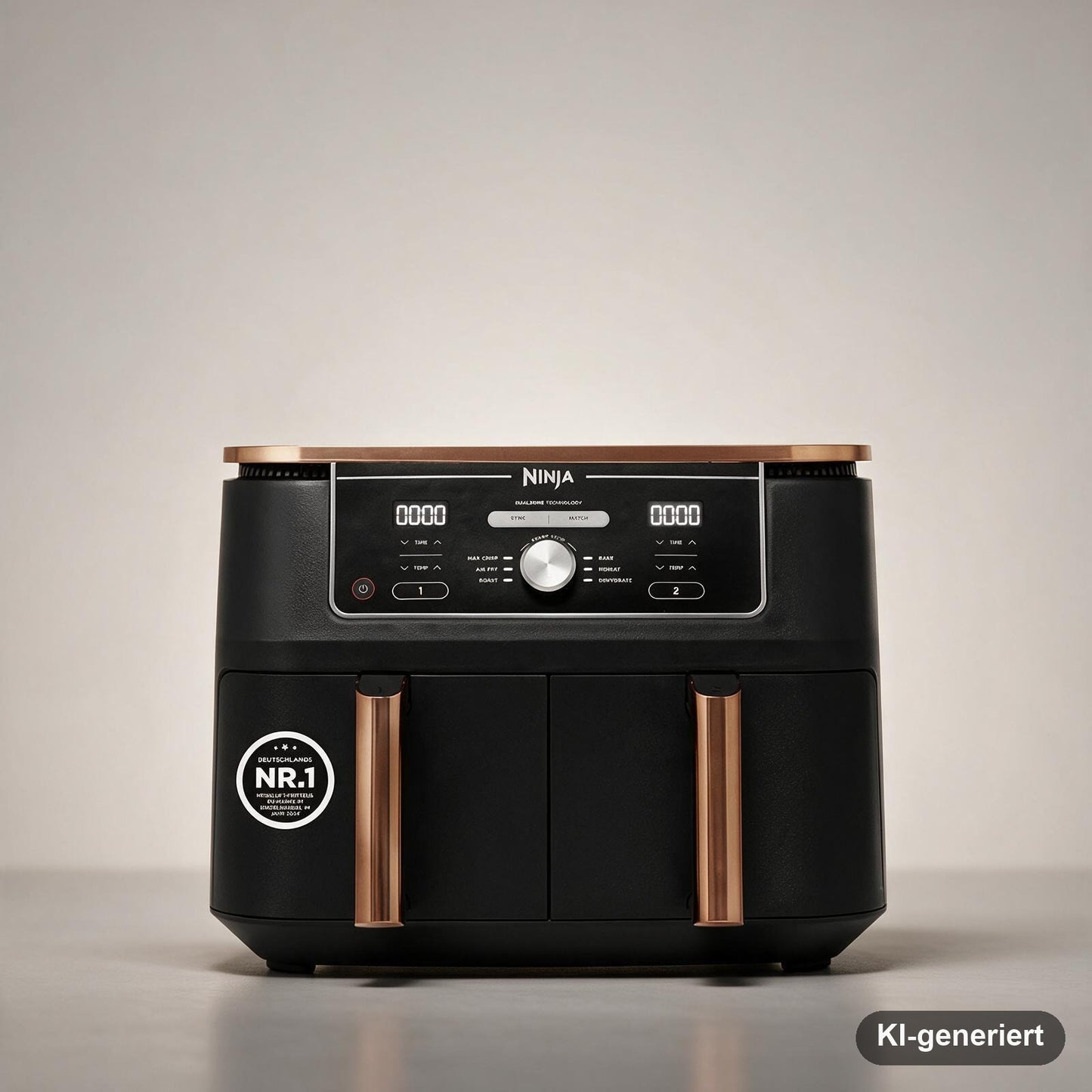 Ninja Foodi MAX Dual Zone Heißluftfritteuse 9,5 l mit 2 Garzonen, 6 Funktionen und Silikonzange, Kupfer/Schwarz