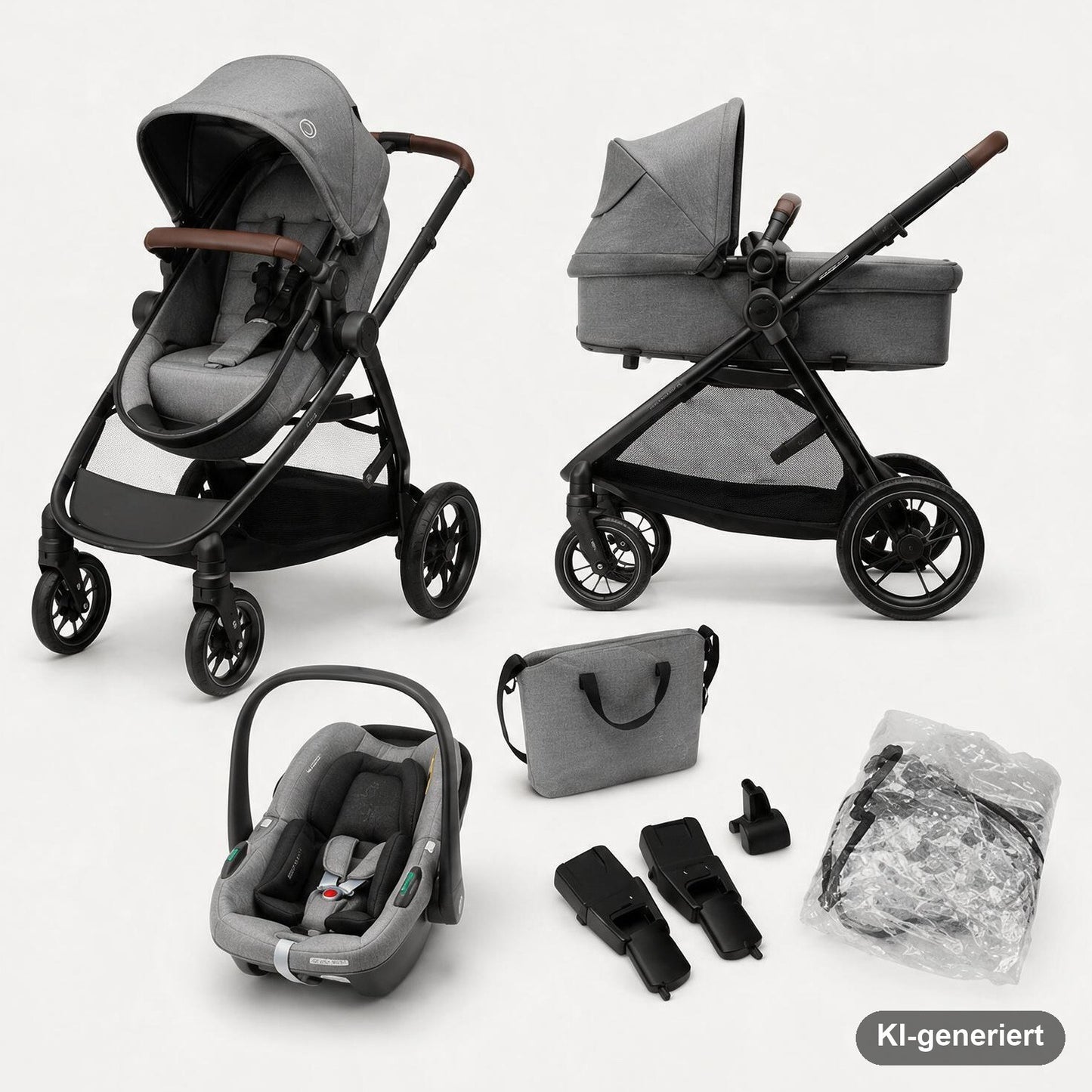 Maxi-Cosi Zelia S Trio Kinderwagen 3 in 1 Komplettset, 0-4 Jahre, bis 22 kg, Zusammenklappbar, Kompakt, Verstellbarer Ba