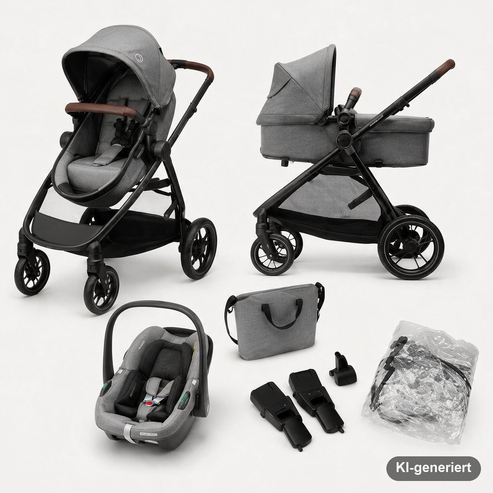 Maxi-Cosi Zelia S Trio Kinderwagen 3 in 1 Komplettset, 0-4 Jahre, bis 22 kg, Zusammenklappbar, Kompakt, Verstellbarer Ba