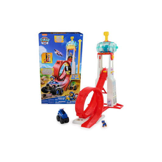 PAW Patrol Rescue Wheels - Superloop Tower, extragroßer Tower mit Startrampe und Looping, Licht- & Geräuscheffekten, inkl. Chase Monstertruck und Figur, Spielzeug für Kinder ab 3 Jahren