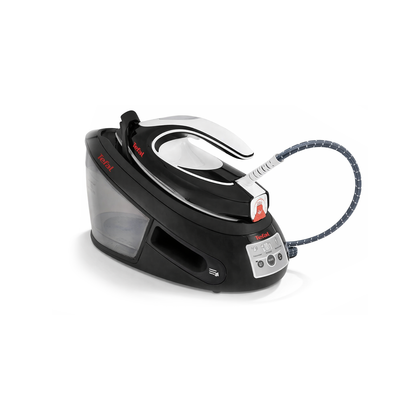 TEFAL EXPRESS ANTI-CALC Dampfbügelstation, abnehmbarer Kalk-Kollektor, 450 g/Min. Dampfstoß, leistungsstarker 6,5-Bar-Druck, Smart Temp-Technologie, Eco-Modus, 1,8l Wassertank, schwarz/weiß, SV8055
